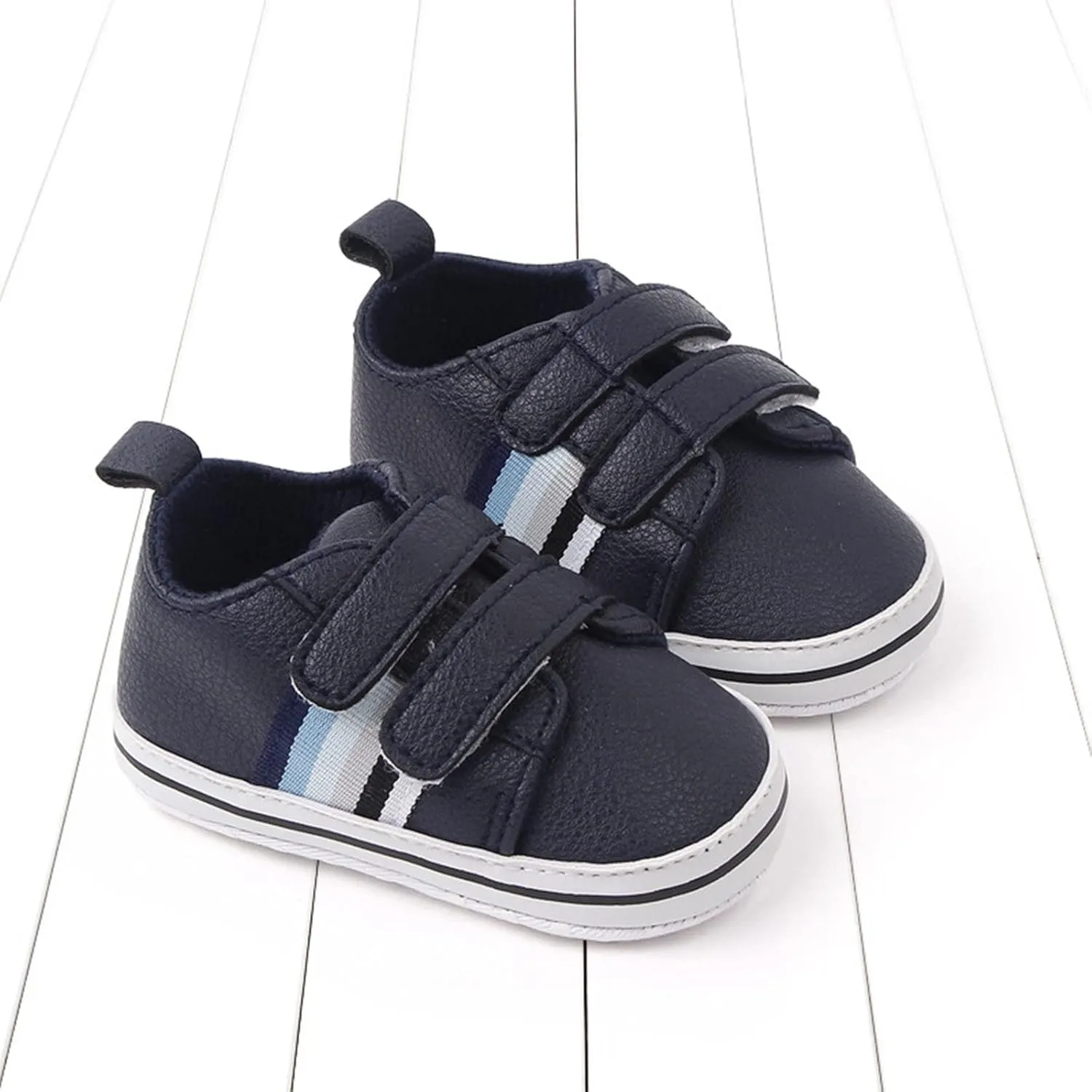 Baby Boys Girls Double Strap Leather Prewalker Sneakers Toddler Infant Anti-Slip Soft Lightweight Sprinkles Women Shoes