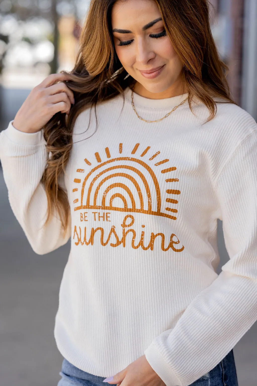 Be The Sunshine Ribbed Graphic Crewneck