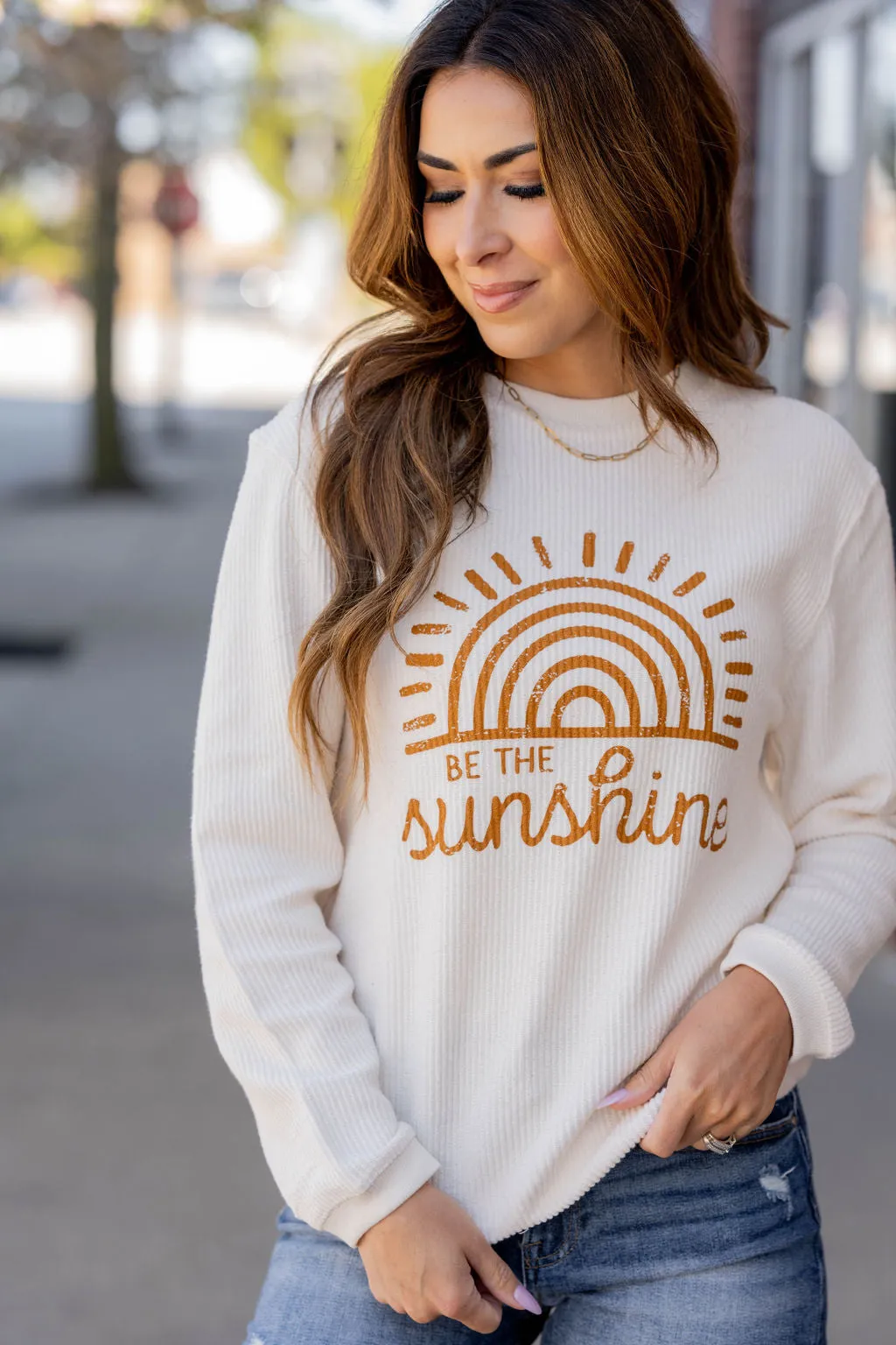 Be The Sunshine Ribbed Graphic Crewneck