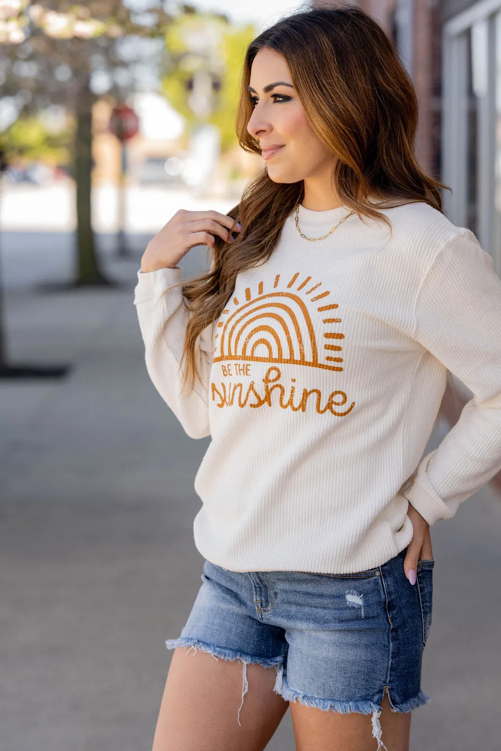 Be The Sunshine Ribbed Graphic Crewneck