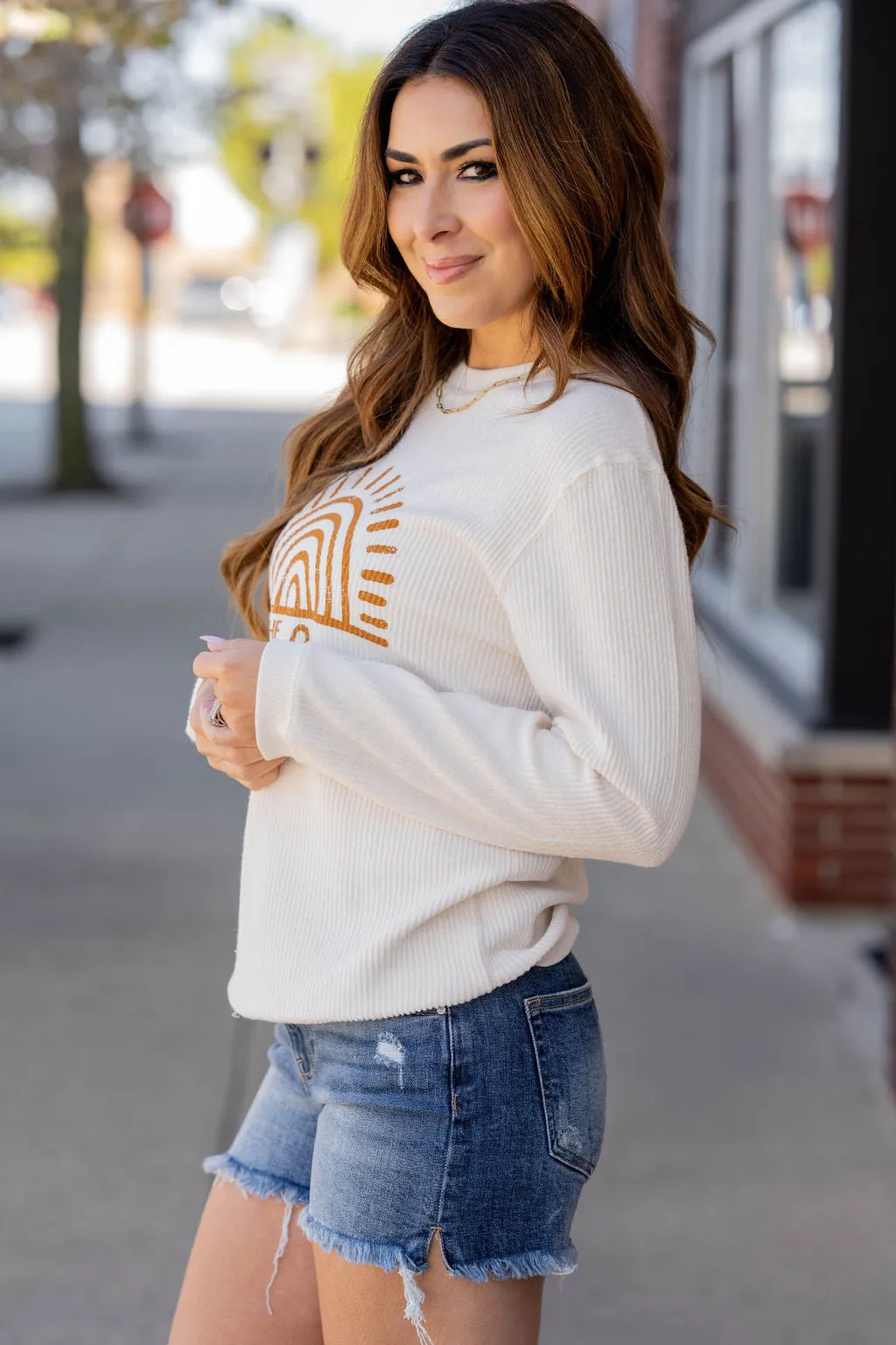 Be The Sunshine Ribbed Graphic Crewneck