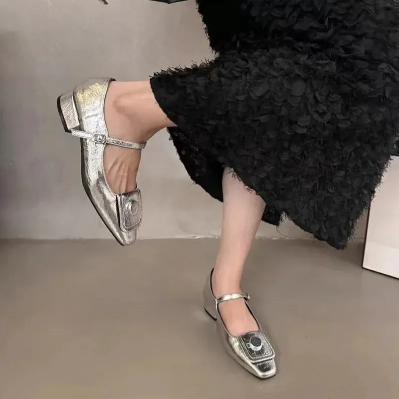 binfenxie  -  Spring and Summer Female Low Heel Shoes Fashion Black Small Leather Shoes Thick Heels Mary Jane Loafers Elegant Women's Shoes