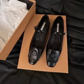 binfenxie  -  Spring and Summer Female Low Heel Shoes Fashion Black Small Leather Shoes Thick Heels Mary Jane Loafers Elegant Women's Shoes
