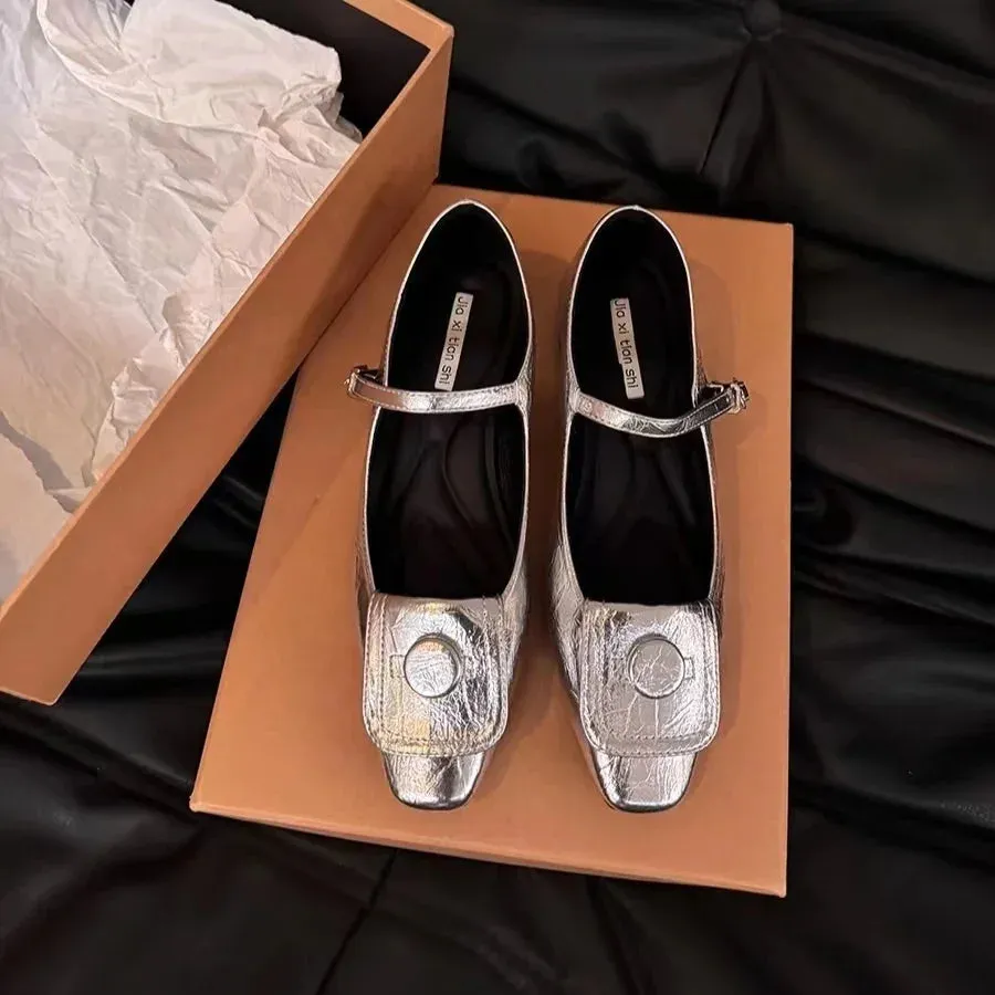 binfenxie  -  Spring and Summer Female Low Heel Shoes Fashion Black Small Leather Shoes Thick Heels Mary Jane Loafers Elegant Women's Shoes