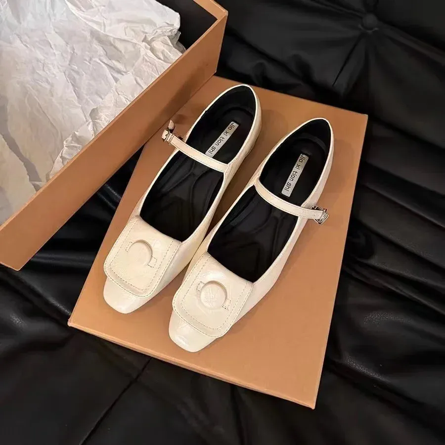 binfenxie  -  Spring and Summer Female Low Heel Shoes Fashion Black Small Leather Shoes Thick Heels Mary Jane Loafers Elegant Women's Shoes