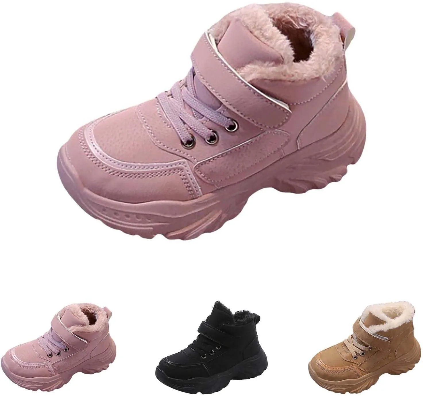Boys Girls Snow Ankle Boots Winter Slip On Warm  Lined Lightweight Water-Proof Cold Girls Knee Boots Size 2