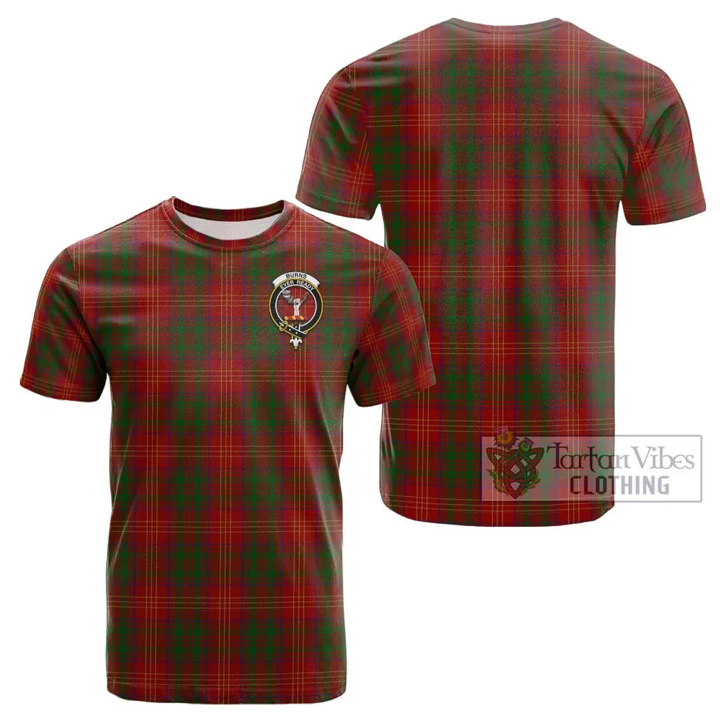 Burns Tartan Cotton T-Shirt with Family Crest