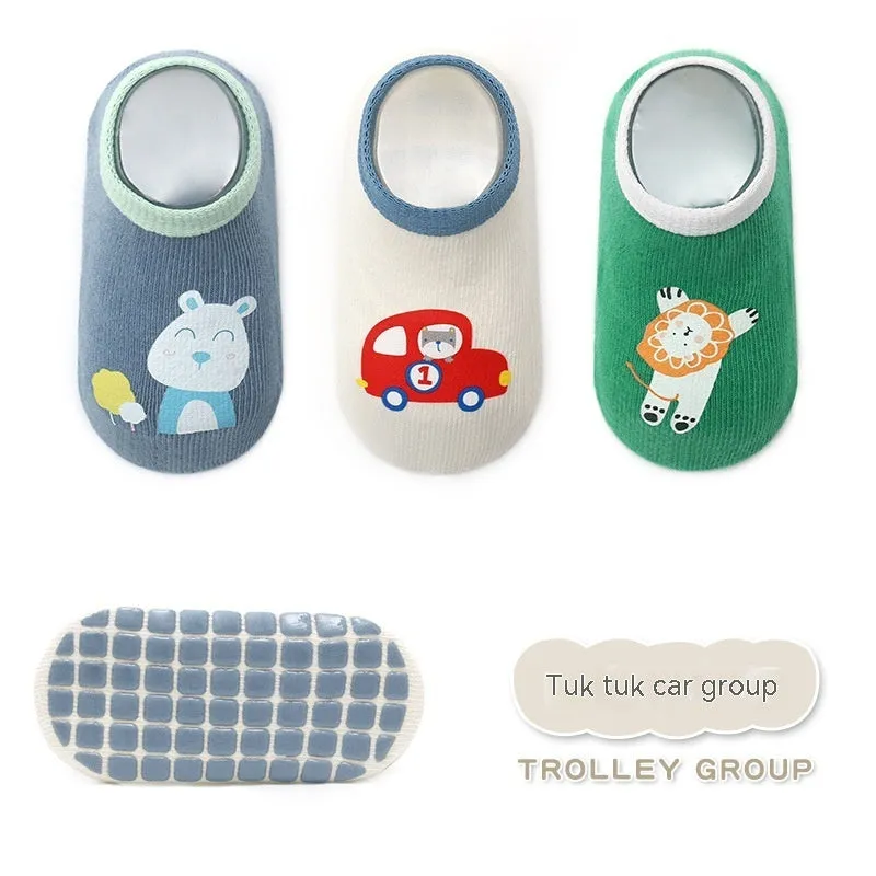 Cartoon Printing Non-slip Pack Of Three Pairs Room Socks