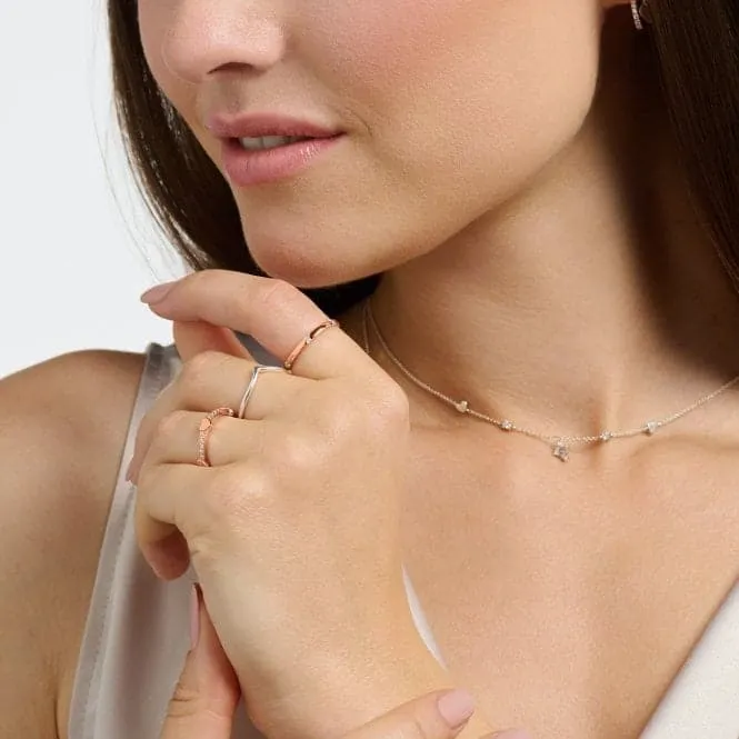 Charming Rose Gold Plated White Pavé Hearts Ring TR2391-416-14
