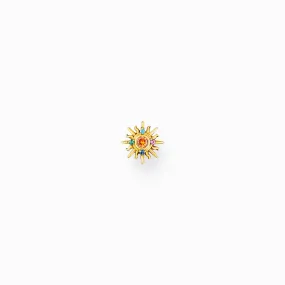 Charming Sterling Silver Gold Plated Colourful Stones Sun Single Earring H2284-971-7