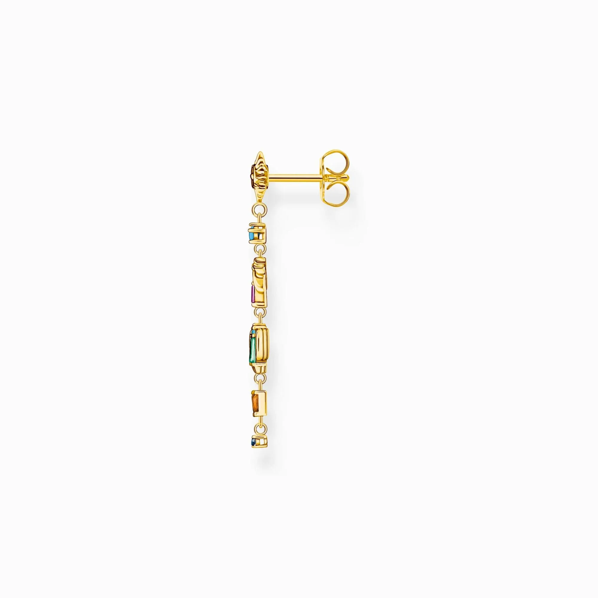 Charming Sterling Silver Gold Plated Colourful Sun, Palm Tree & Cactus Single Earring H2286-488-7