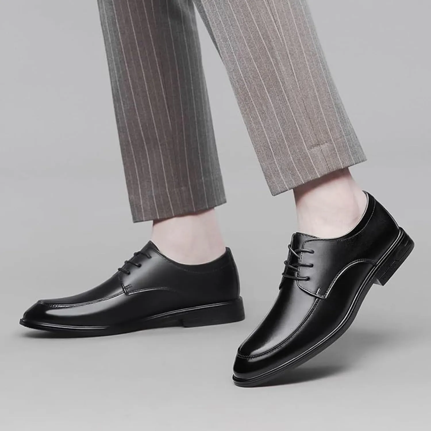 Classic Business Pointed Toe Leather Shoes Men's Luxury Dress Shoes Elegant Wedding Prom Non-Slip Oxford Lace Up