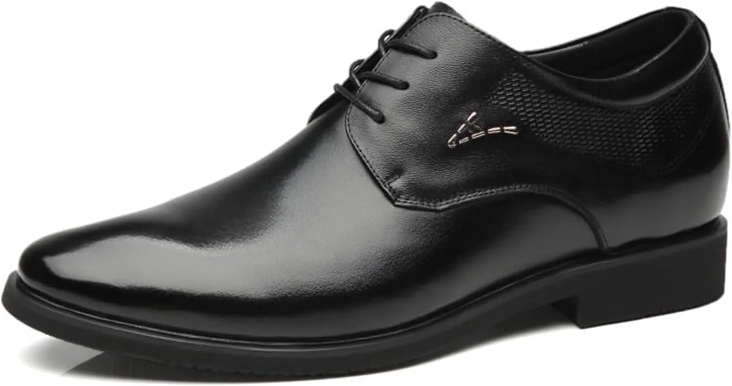 Classic Business Pointed Toe Leather Shoes Men's Luxury Dress Shoes Elegant Wedding Prom Non-Slip Oxford Slip On Comfortable Genuine Leather