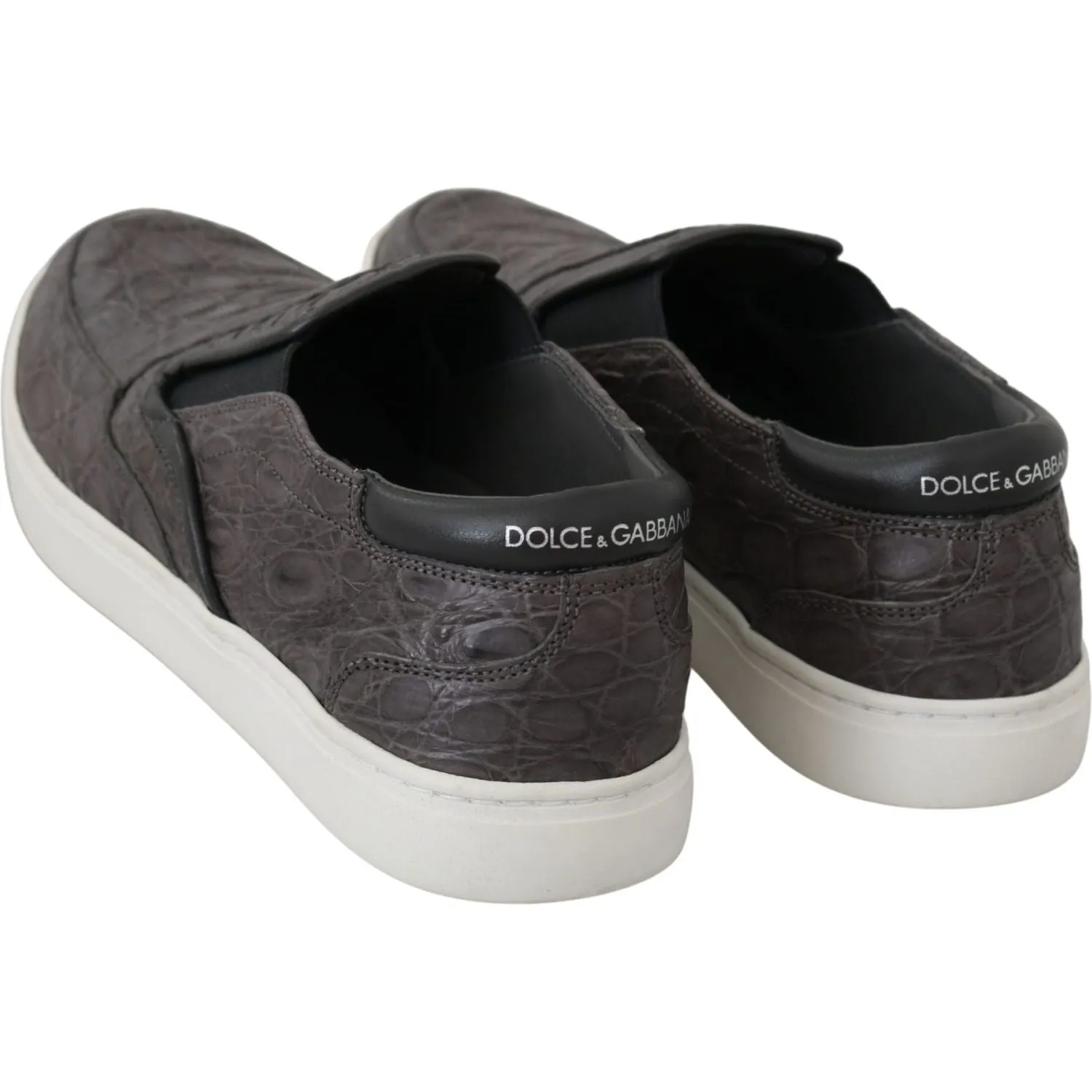 Dolce & Gabbana Elegant Gray Caiman Leather Loafers