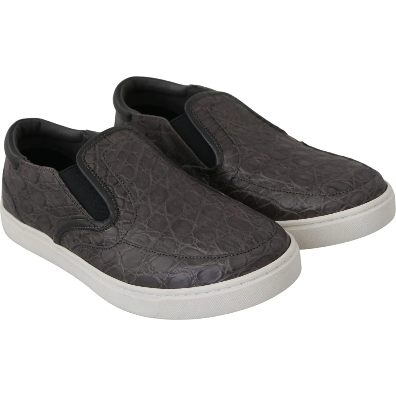Dolce & Gabbana Elegant Gray Caiman Leather Loafers