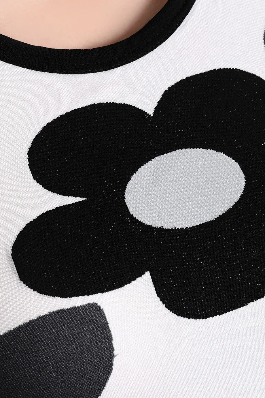 EMILIO CAVALLINI ALLINA Black White Floral Dress