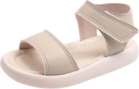 Girls Sandals Lightweight Open Toe Two Adjustable Strapped Casual Sandals with Hook and Loop for Toddler Kids