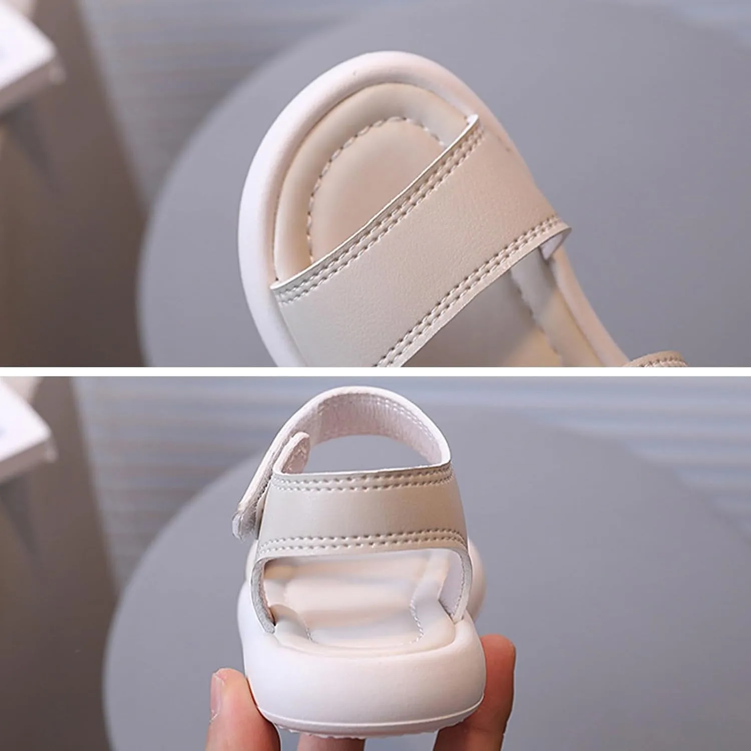 Girls Sandals Lightweight Open Toe Two Adjustable Strapped Casual Sandals with Hook and Loop for Toddler Kids