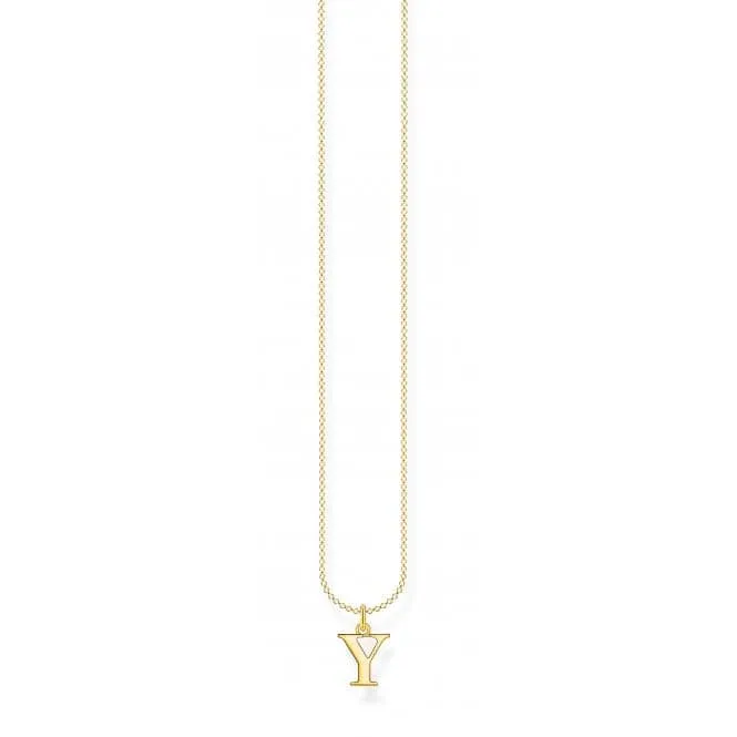 Gold Plated Letter Y Necklace KE2034-413-39-L45V