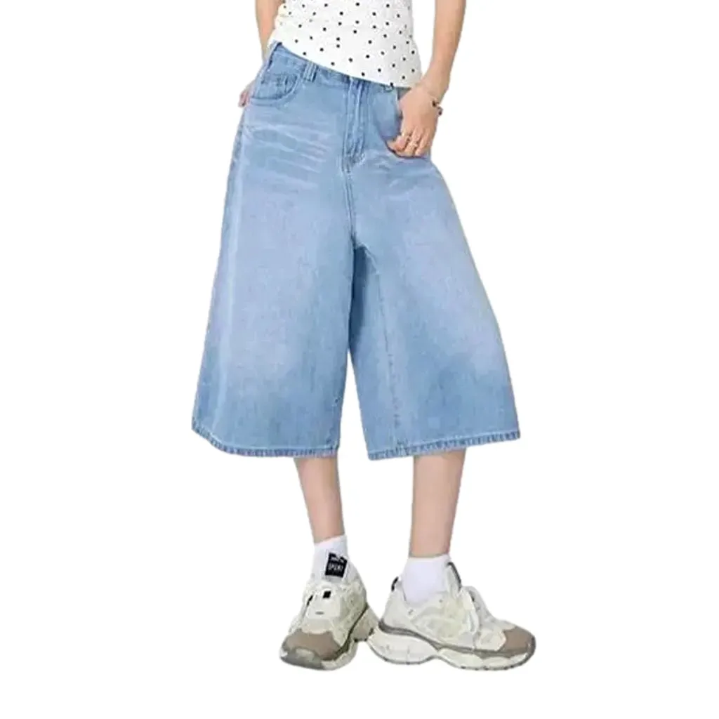 High rise women's denim shorts
