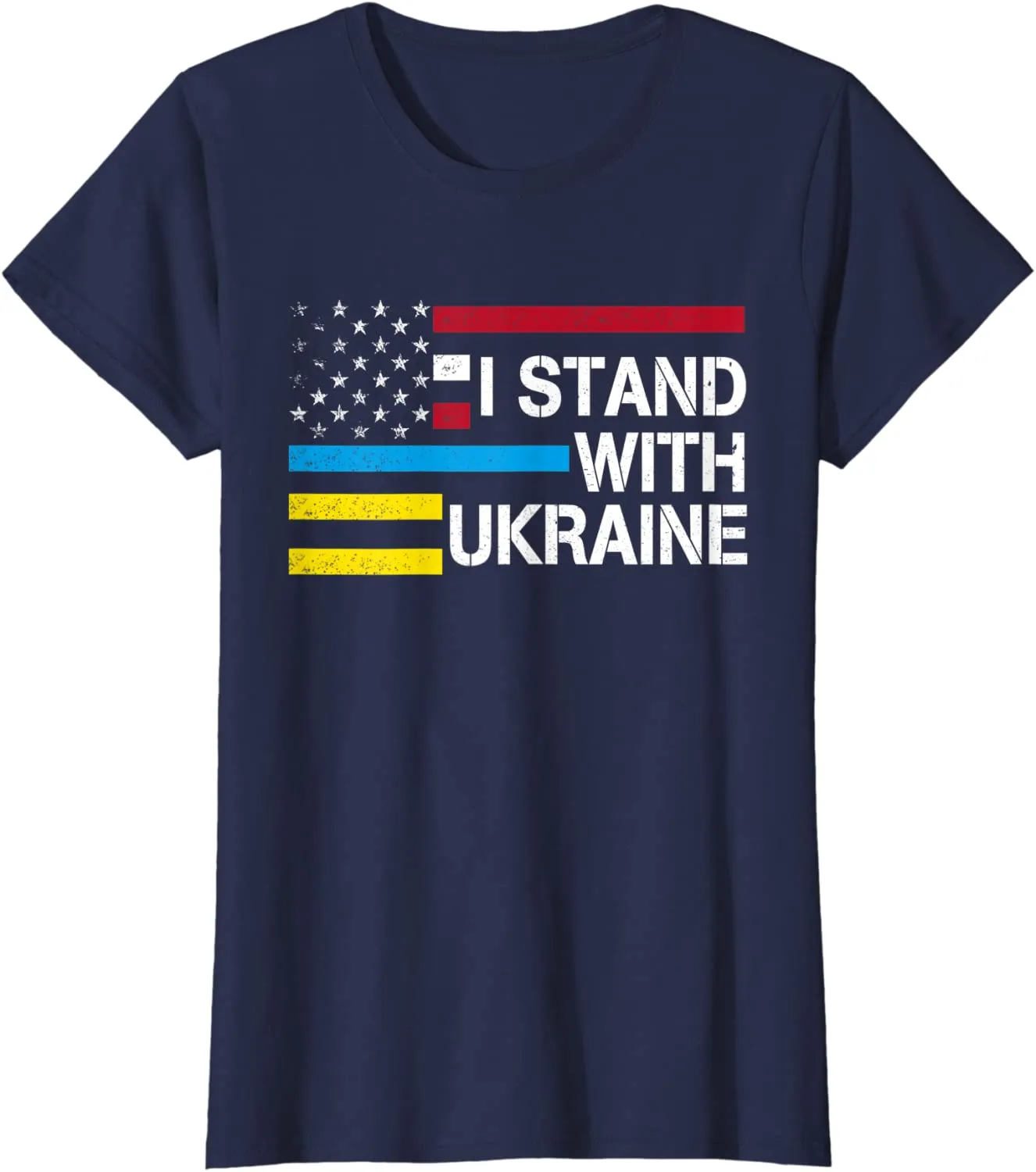 I Stand with Ukraine American Flag Ukrainian Flag T-Shirt