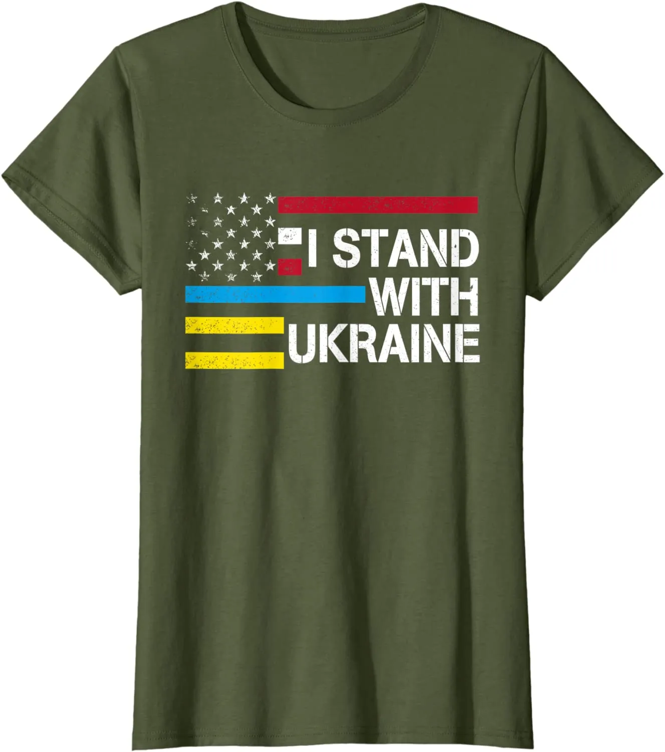 I Stand with Ukraine American Flag Ukrainian Flag T-Shirt