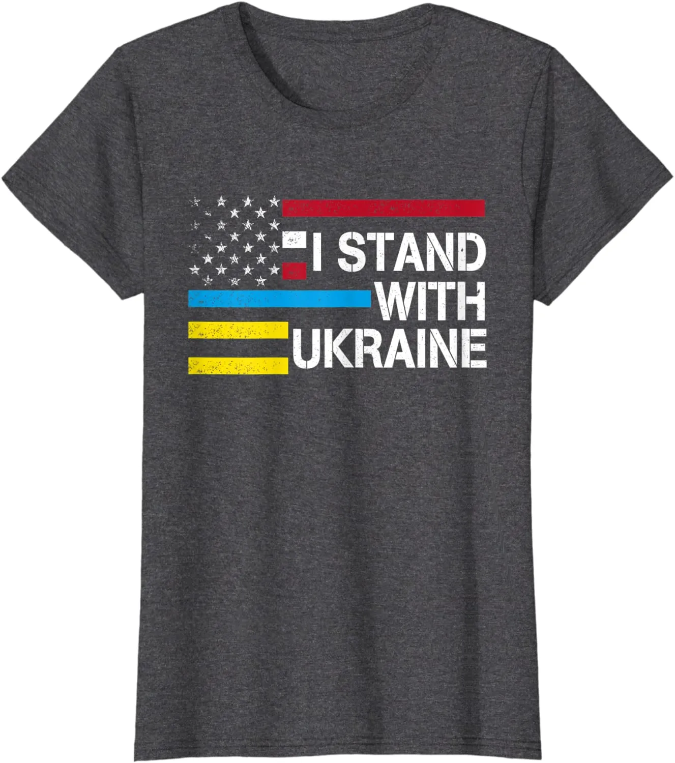 I Stand with Ukraine American Flag Ukrainian Flag T-Shirt