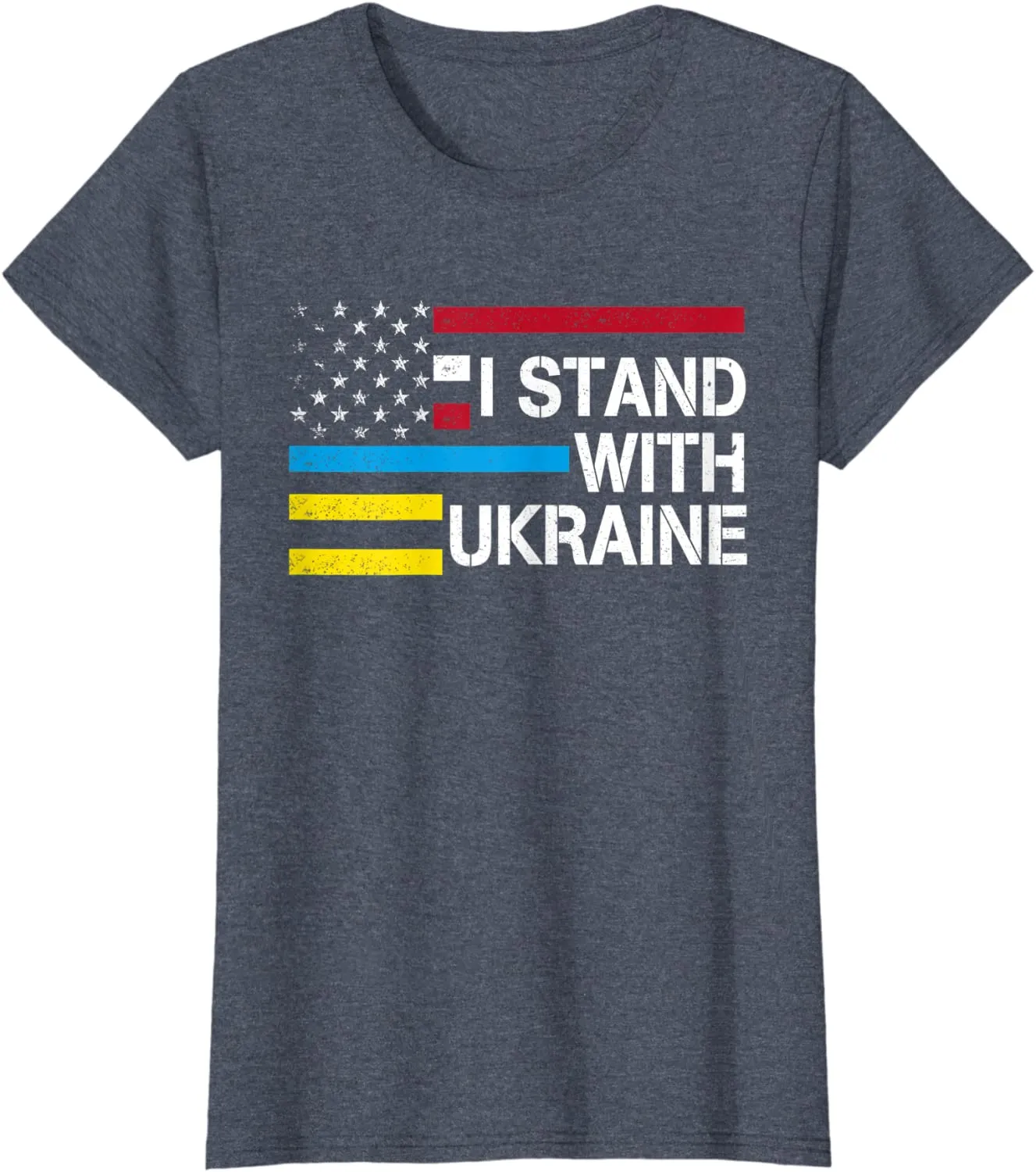 I Stand with Ukraine American Flag Ukrainian Flag T-Shirt