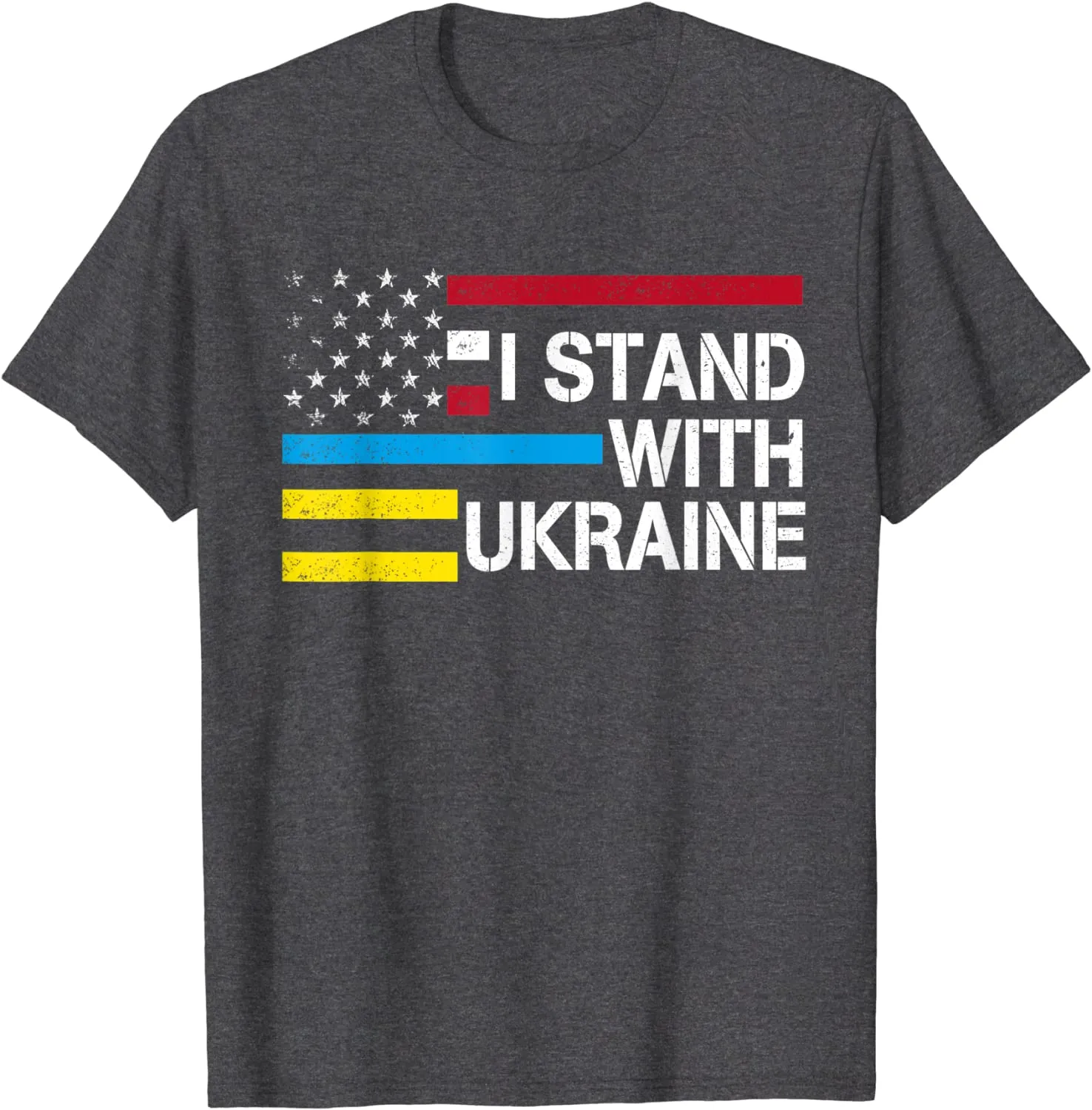 I Stand with Ukraine American Flag Ukrainian Flag T-Shirt