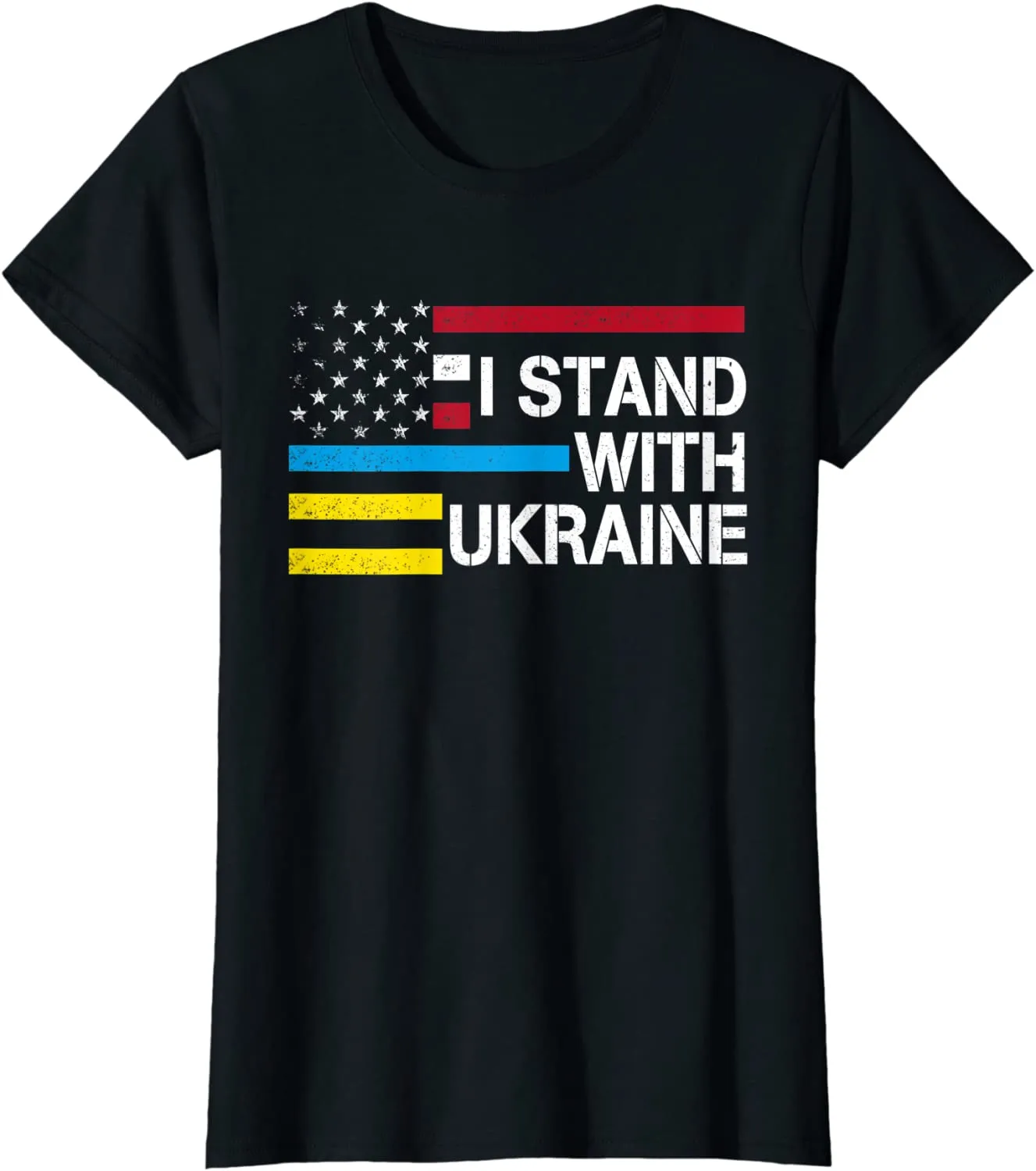 I Stand with Ukraine American Flag Ukrainian Flag T-Shirt