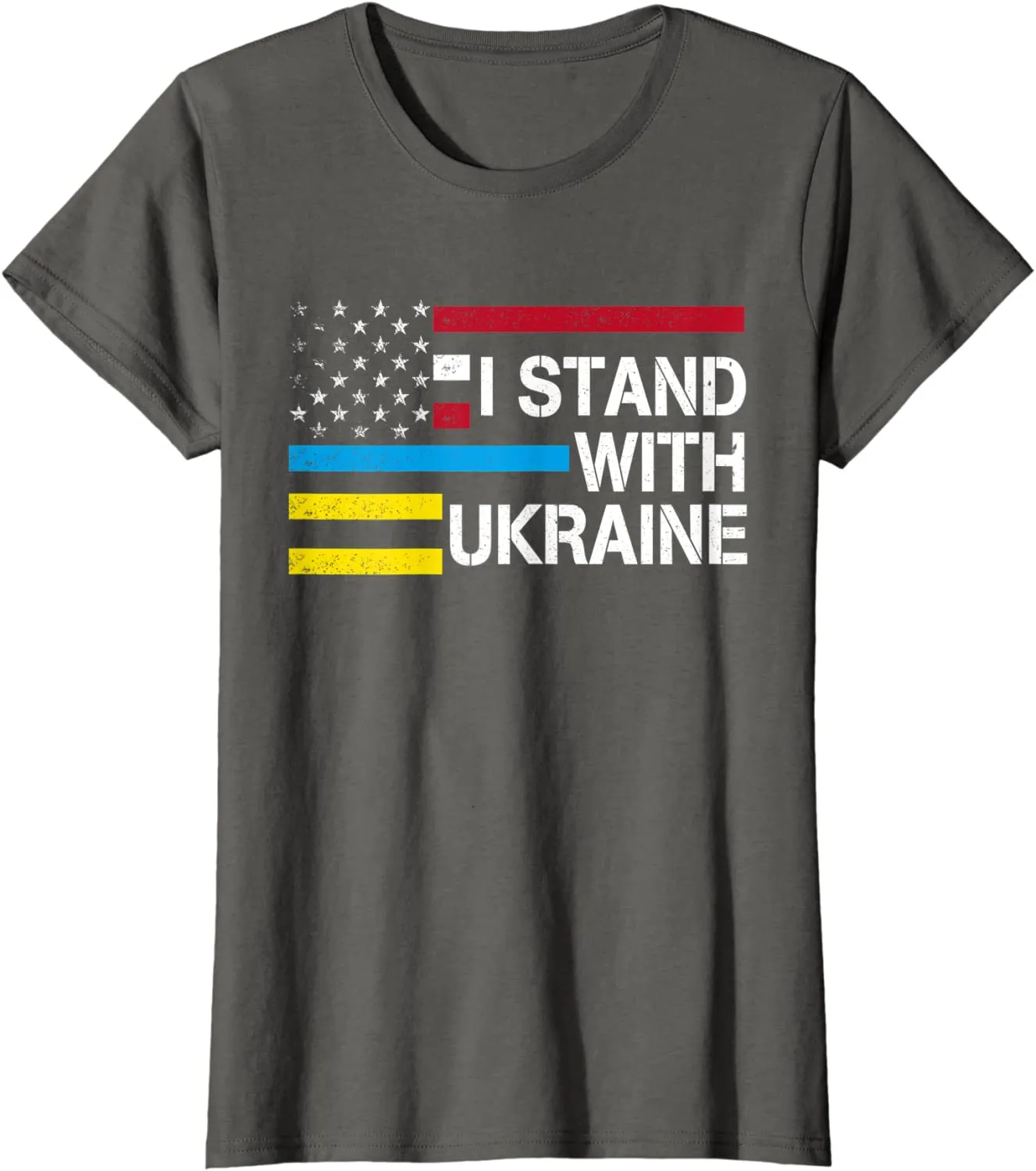 I Stand with Ukraine American Flag Ukrainian Flag T-Shirt