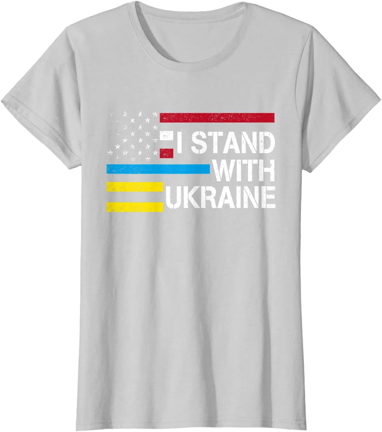 I Stand with Ukraine American Flag Ukrainian Flag T-Shirt
