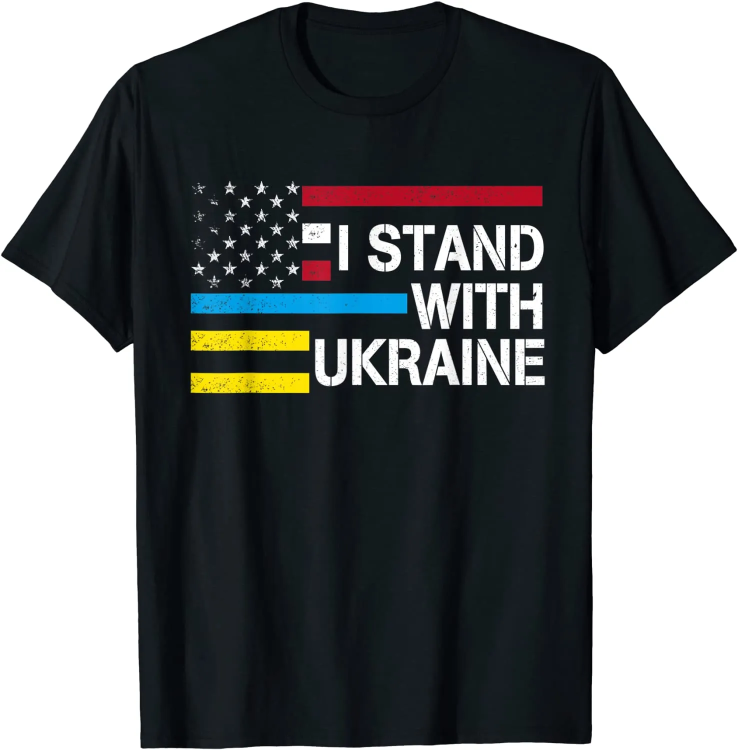 I Stand with Ukraine American Flag Ukrainian Flag T-Shirt