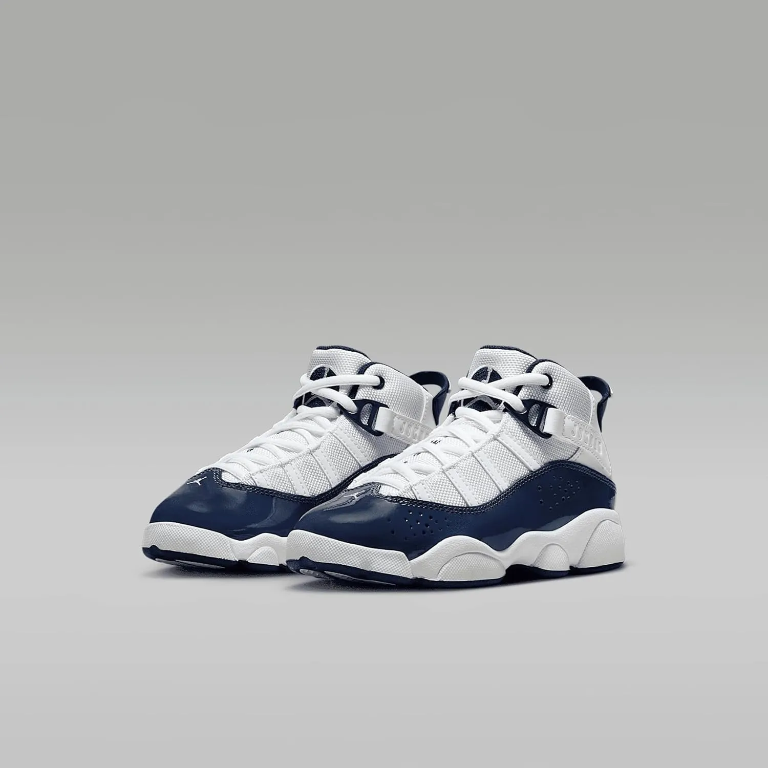 Jordan 6 Rings Little Kids' Shoes (323432-124, White/Neutral Grey/Midnight Navy)
