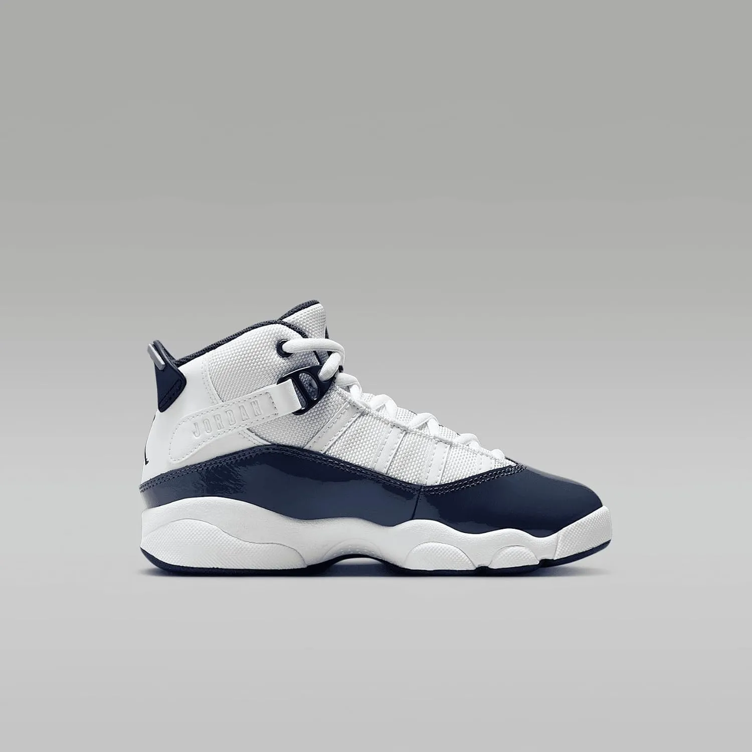 Jordan 6 Rings Little Kids' Shoes (323432-124, White/Neutral Grey/Midnight Navy)