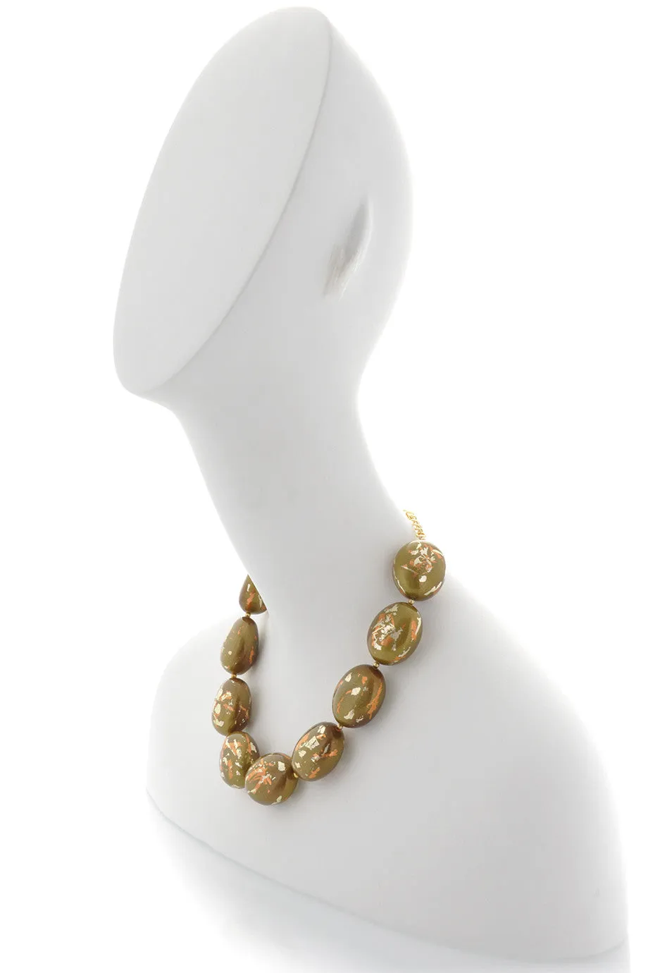 KENNETH JAY LANE CAMOUFLAGE Olive Beads Necklace