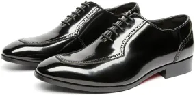 Men Oxfords Men's Fashion Classic Pointed Toe Lace Up Low Top Leather Dress Shoes Brogue Tuxedo Shoes Genuine Leather Elegant Formal Business