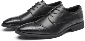 Mens Classic Formal Oxford Shoes, Leather Tuxedo Wedding Business Dress Shoes Non Slip Pointed Toe Genuine Leather Elegant Comfortable
