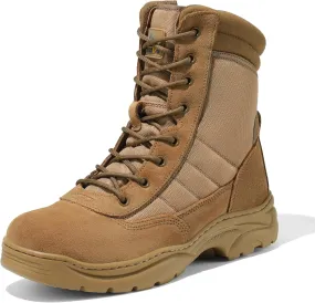 NORTIV 8 Men's Military Tactical Work Boots Side Zipper Leather Motorcycle Combat Boots Trooper(6-8 Inches)
