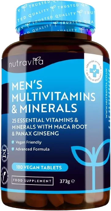 Nutravita High Dose Men's Multivitamins & Minerals - 180 Vegan Tablets with Maca Root & Panax Ginseng