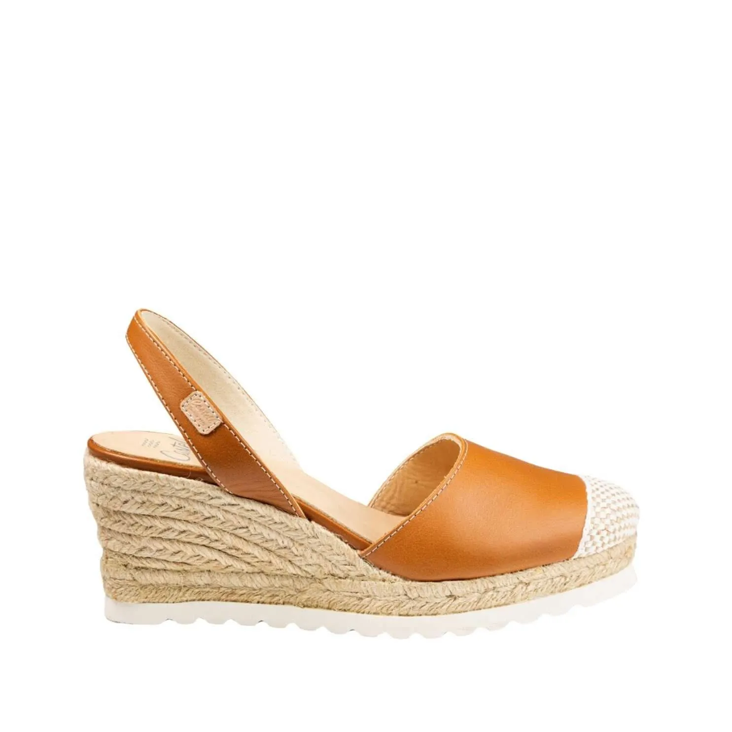 Plain Closed Toe Leather Menorcan Espadrille For Women - Frida Montada 1924 Ciervo