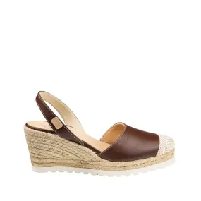 Plain Closed Toe Leather Menorcan Espadrille For Women - Frida Montada 1924 Ciervo