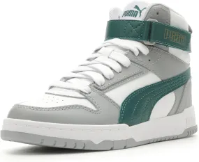 PUMA Unisex-Child Shoes RBD Game Sneaker, White-Malachite-Cool Mid Gray-Gold, 6.5 US Big Kid
