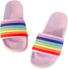 Rainbow Shower Flip Flops for Women, Fashionable, Colorful, Non-Slip, Indoor-Outdoor Use