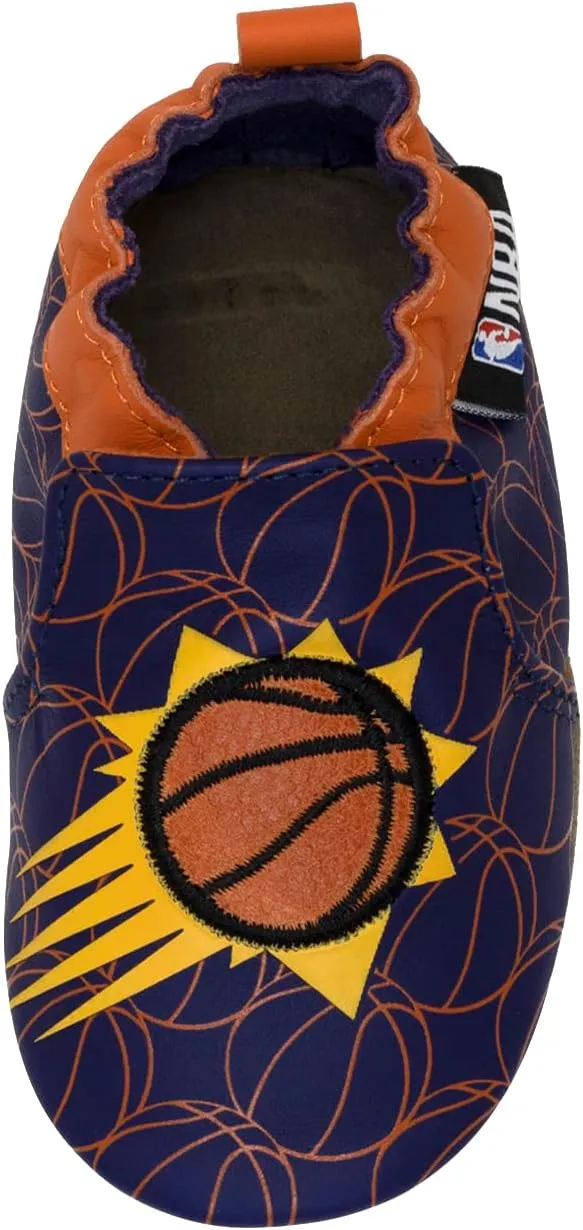Robeez Baby Boys and Girls NBA Basketball Team Soft Soles Slip-Resistant Crib Shoes Slippers for Infant and Toddler, 0-24 Months