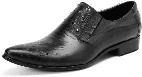 Santimon Mens Dress Loafer Genuine Leather Smoking Prom Slip On Pointed Toe Studded Tuxedo Driving Wedding Shoes