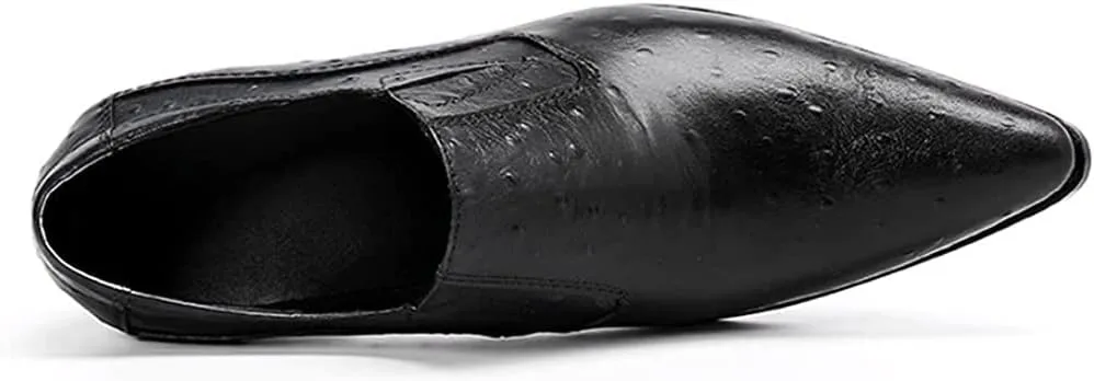 Santimon Mens Dress Loafer Genuine Leather Smoking Prom Slip On Pointed Toe Studded Tuxedo Driving Wedding Shoes