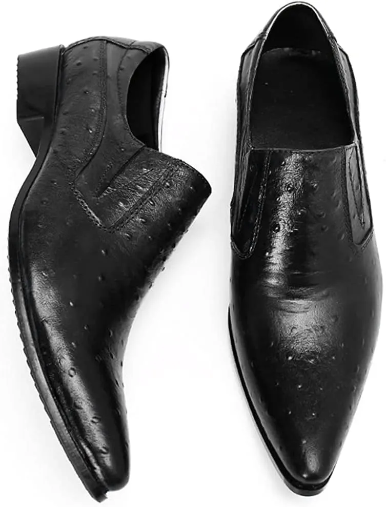 Santimon Mens Dress Loafer Genuine Leather Smoking Prom Slip On Pointed Toe Studded Tuxedo Driving Wedding Shoes