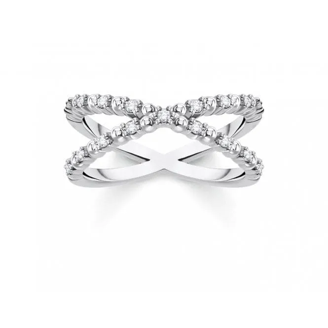 Silver Zirconia Criss Cross Ring TR2318-051-14
