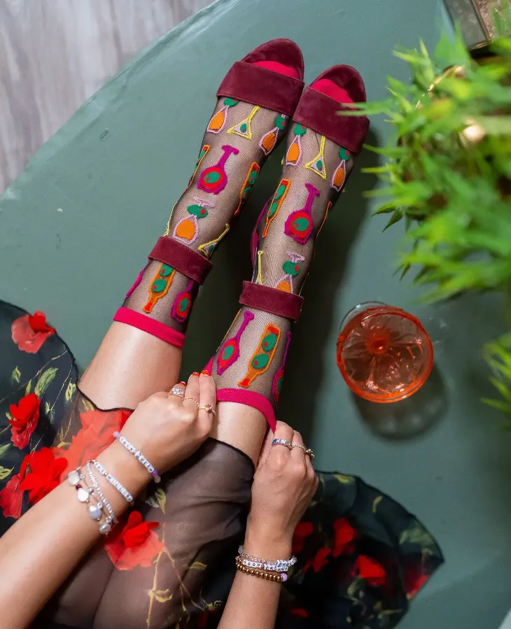 Sock Candy Cocktail Hour Sheer Crew Sock